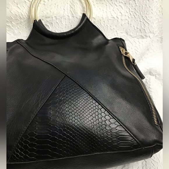 INC Dual Ring Handle Purse Clutch Faux Leather - Picture 6 of 15